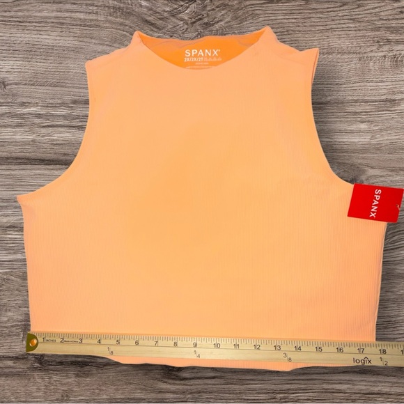 SPANX Contour Rib Mock Neck Crop Top Melon Sorbet Sleeveless NWT 2X - Picture 2 of 7